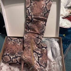 Steve Madden Brown Snake Print Boots